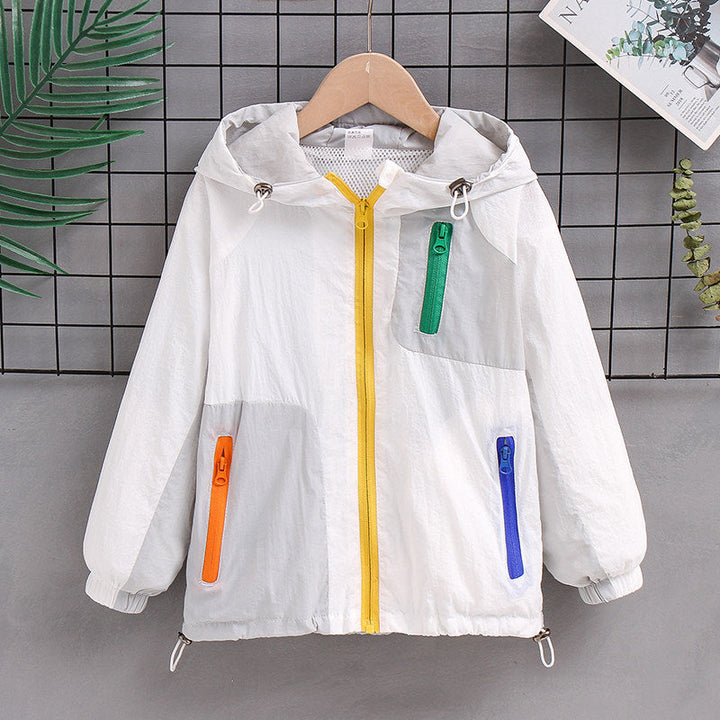 Damen nan leichte Kapuzen-Colorblock-Outdoorjacke mit Mesh-Futter und Mehrfach-Reißverschlusstaschen Drune