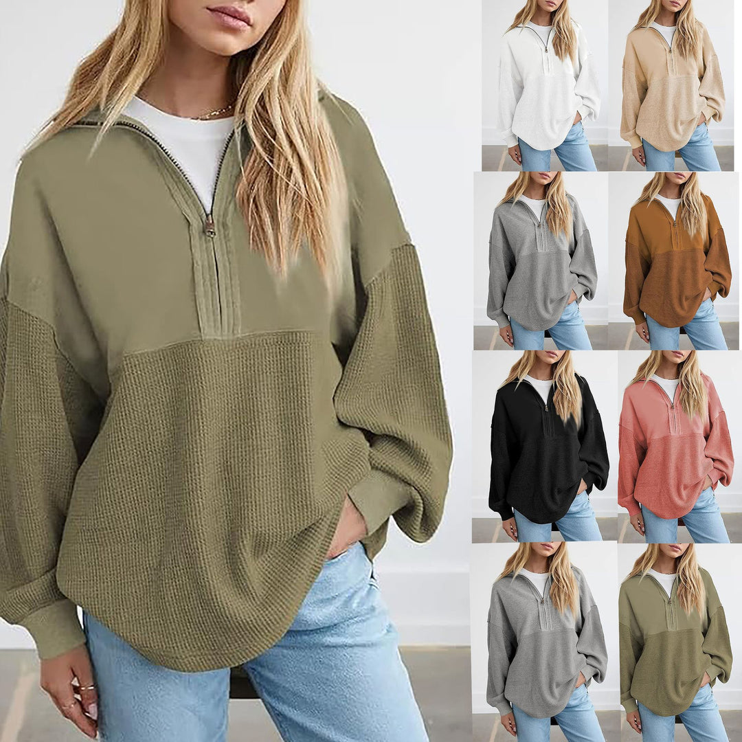 Damen Lässiger Sweatpullover mit hohem Kragen und strukturiertem Design Drune