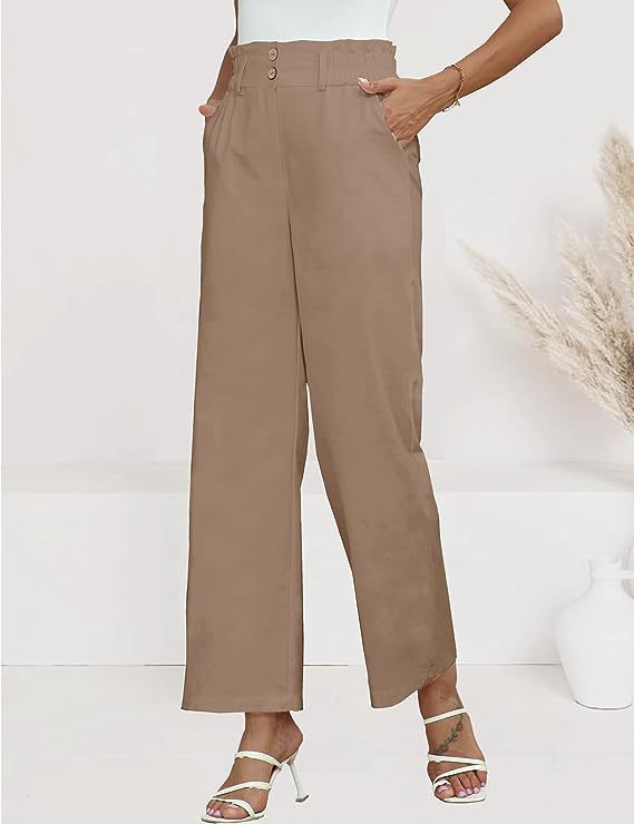 Damen weite Palazzo-Hosen mit elastischem Bund und praktischen Knopfdetails Drune
