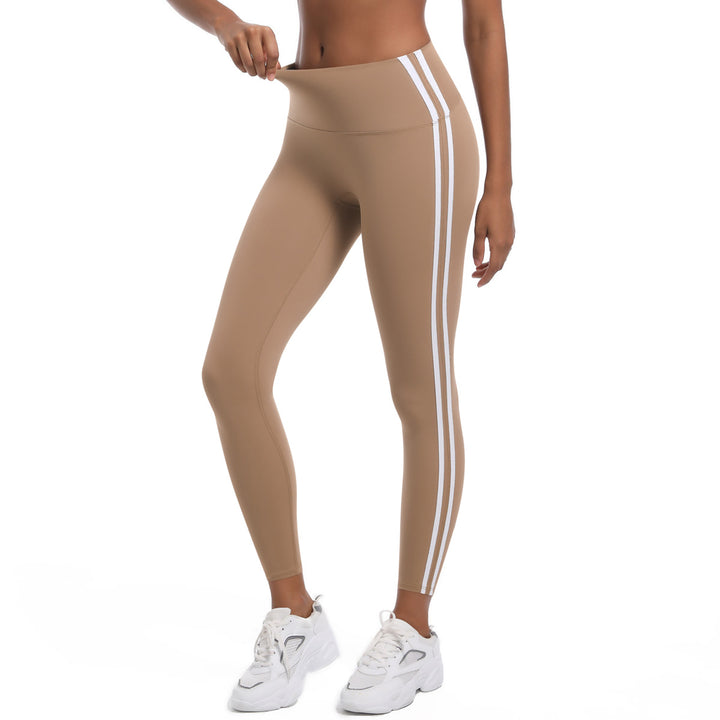 Damen Hochtaillierte Sportleggings mit atmungsaktivem Material und seitlichen Streifen Drune
