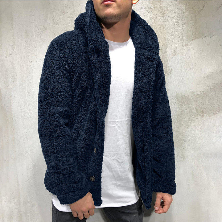 Drune | Jacke mit Kapuze aus Plüschfleece, lockere Passform, Knopfleiste vorne