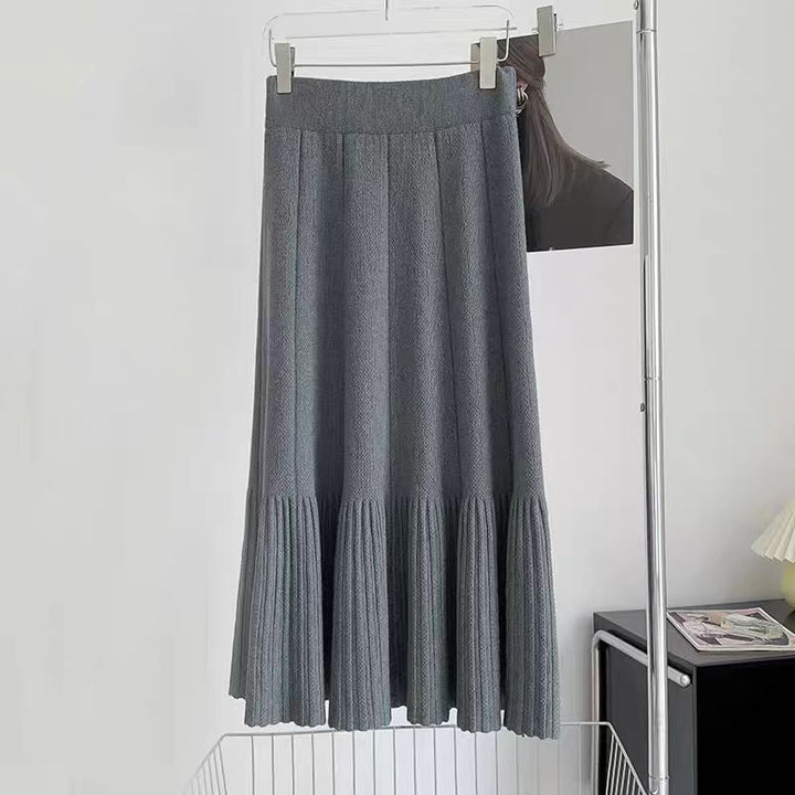 Damen Plissierter Maxirock mit ausgestelltem Saum und hohem Bund Drune
