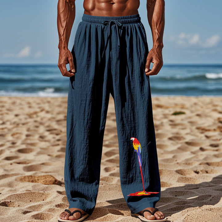 Herren Strandhose aus leichtem, atmungsaktivem Gewebe mit buntem Print Drune