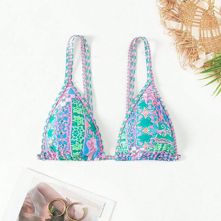 Damen Triangel-Bikini mit buntem Muster Drune