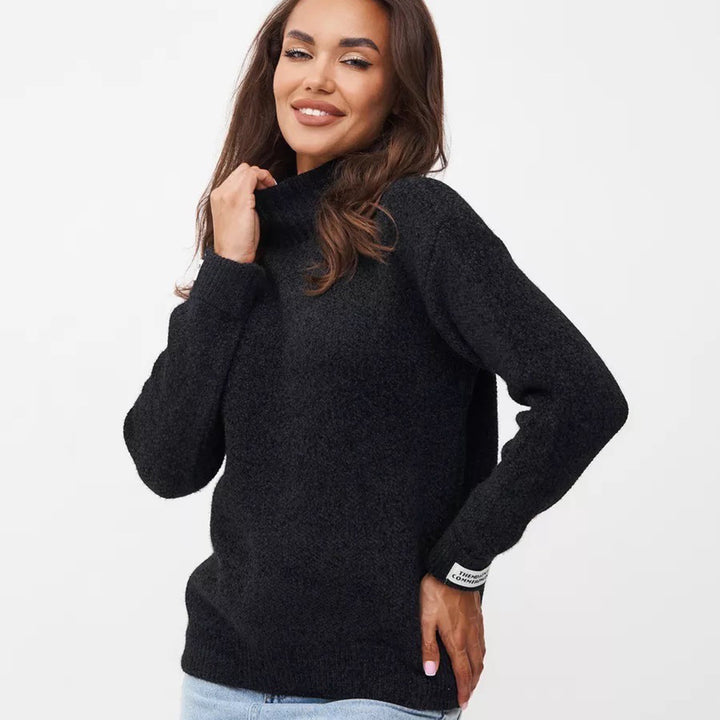 Damen Strickpullover mit Stehkragen Drune