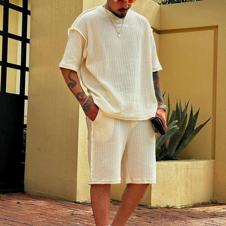 Herren lässiges Oversized-Strickshirt mit luftiger Webstruktur Drune