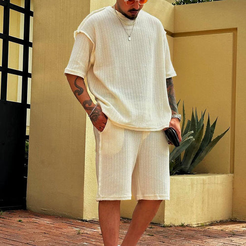 Herren lässiges Oversized-Strickshirt mit luftiger Webstruktur Drune