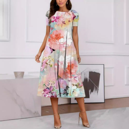 Drune | Floraler Print Frühling Sommer Kurzarmkleid