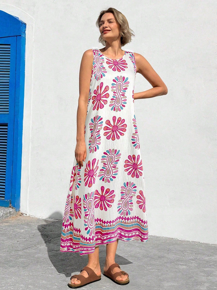 Damen Maxikleid mit floralem Druck und lässiger Schnitt Drune