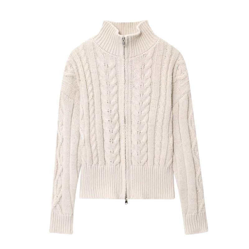 Damen Strickjacke mit hohem Kragen und Reißverschluss Drune