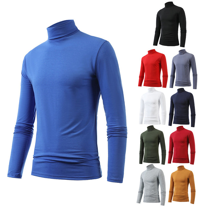 Herren nan schlankes Rollkragen-Langarmshirt aus feinem Baumwoll-Stretch Slim Fit Drune
