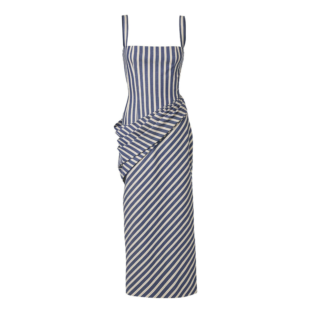 Damen Maxikleid mit asymmetrischen Drapierungen und hohem Schlitz Drune