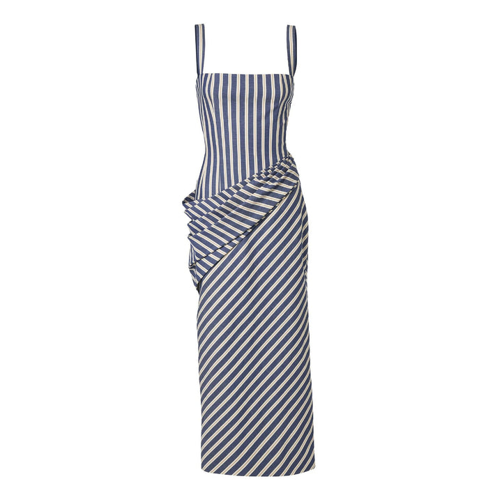 Damen Maxikleid mit asymmetrischen Drapierungen und hohem Schlitz Drune
