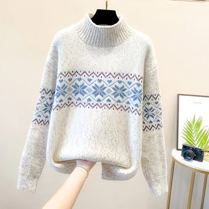 Damen kuscheliger Rollkragenpullover mit nordischem Muster Drune