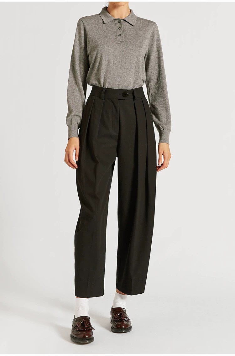 Damen elegante und weit geschnittene Hochbundhose Drune