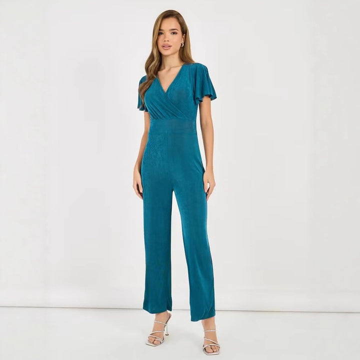 Damen eleganter Jumpsuit mit fließendem Schnitt und detailreichen Puffärmeln Drune