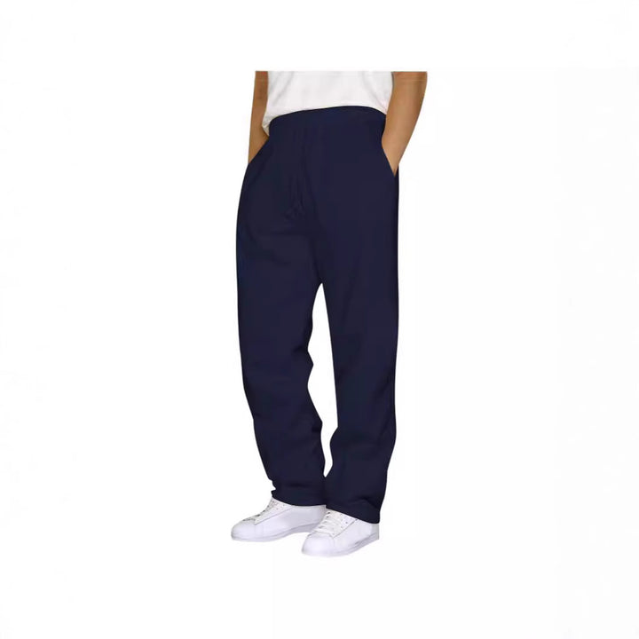 Damen nan ungekürzte Relax-Freizeithose mit hohem Komfortbund, innenliegendem Kordelzug und seitlichen Eingrifftaschen Drune