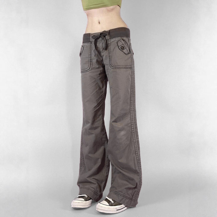 Damen lässige Flared Jeanshose mit hohem Bund und weitem Bein Drune