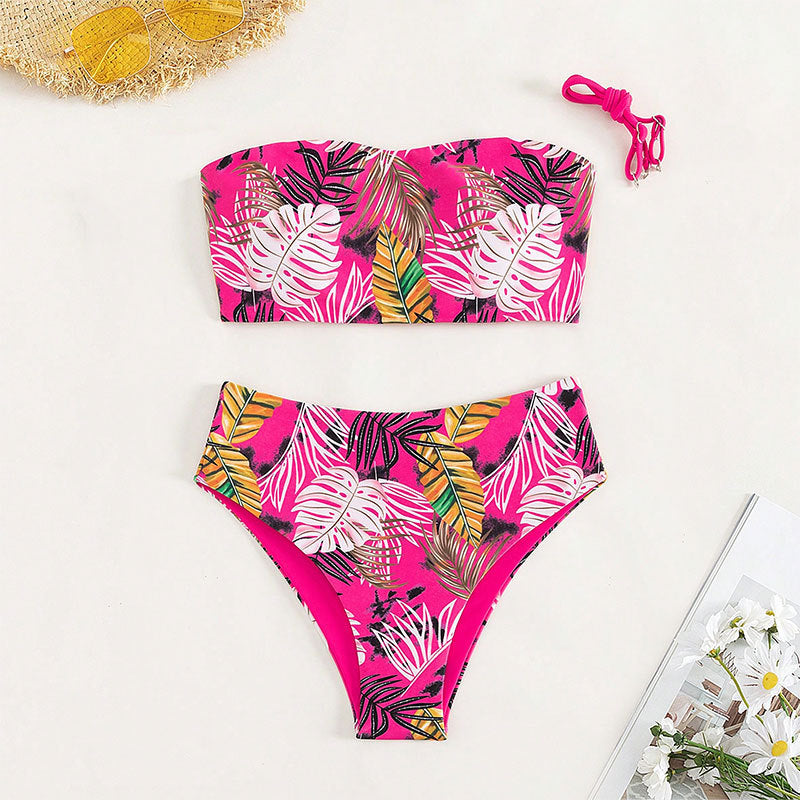 Damen Bandeau-Bikini mit hochgeschnittenem Unterteil Drune