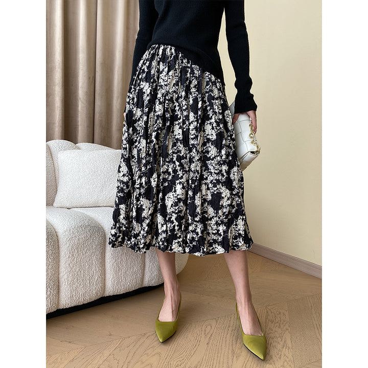 Damen Eleganter Midirock mit floralem Print und luftiger Silhouette Drune