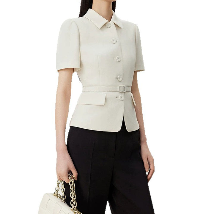 Damen Kurzarm Tailored Blazer mit Gürtel Drune