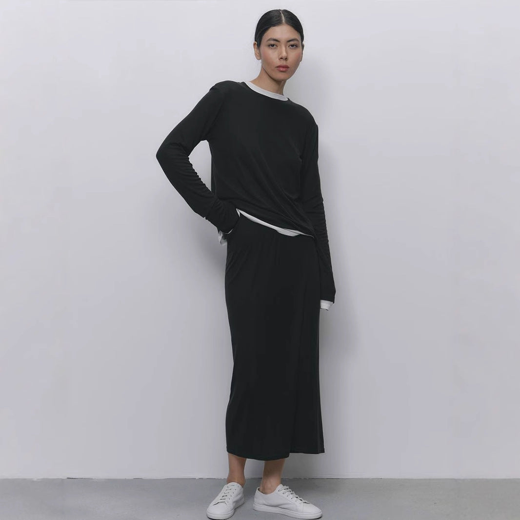 Damen Kombination aus Langarmshirt und Maxi-Rock Drune