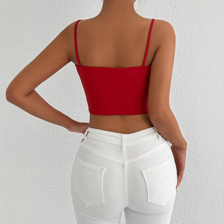Damen Crop-Top mit verstellbaren Spaghetti-Trägern und figurbetontem Schnitt Drune