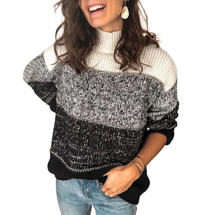 Damen Pullover im modernen Strukturdesign mit hohem Kragen Drune