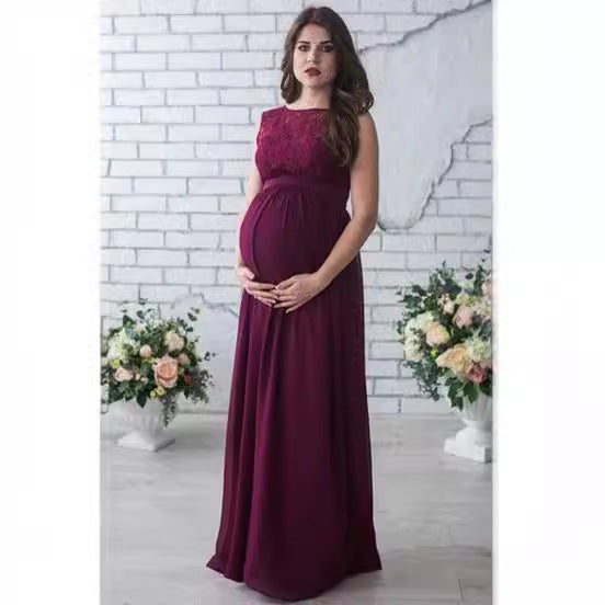 Femme Elegante Maxi Schwangerschaftskleid Drune