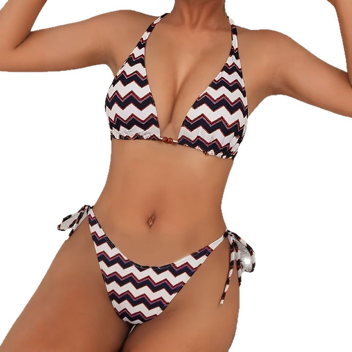 Damen Triangel-Bikini mit stylischem Wellenmuster Drune