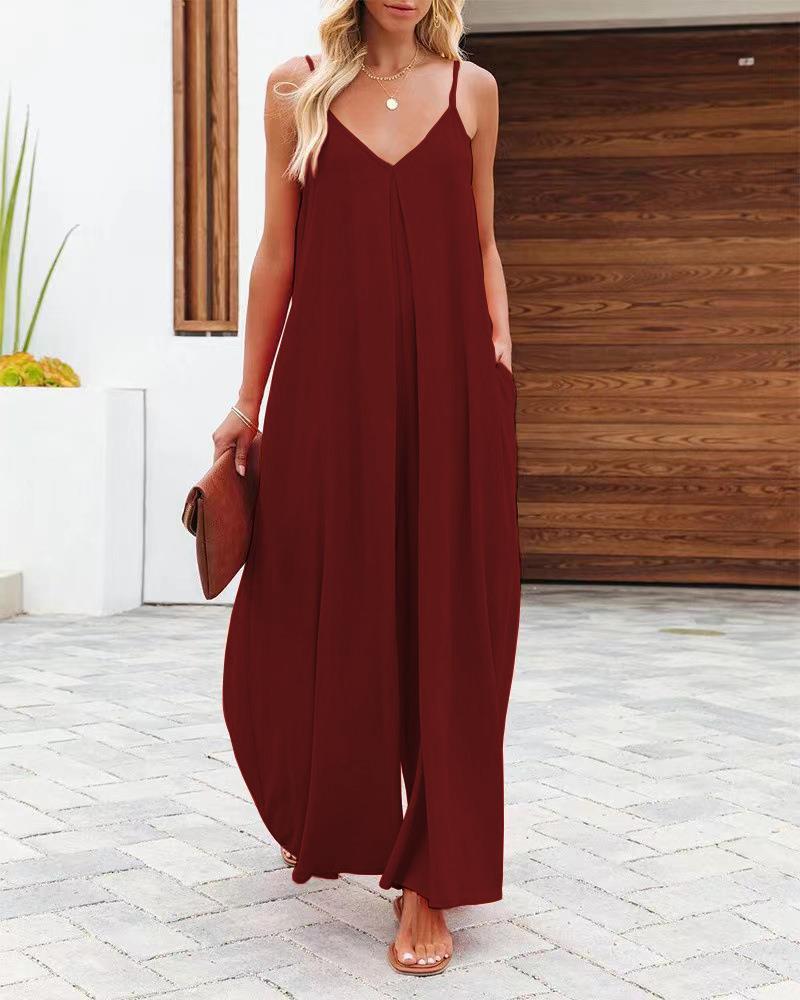 Damen Maxikleid mit schmalen Spagettiträgern und luftiger A-Linien-Silhouette Drune