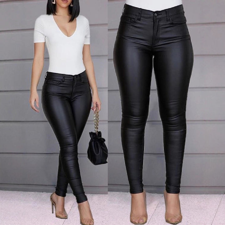 Damen Hochwertige Kunstlederhose Drune