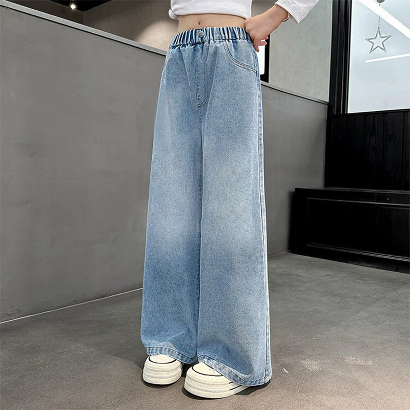 Damen weite Jeans mit elastischem Bund Drune