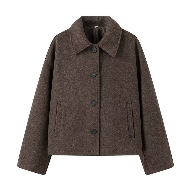 Damen modische Façon-Jacke mit Umlegekragen Drune