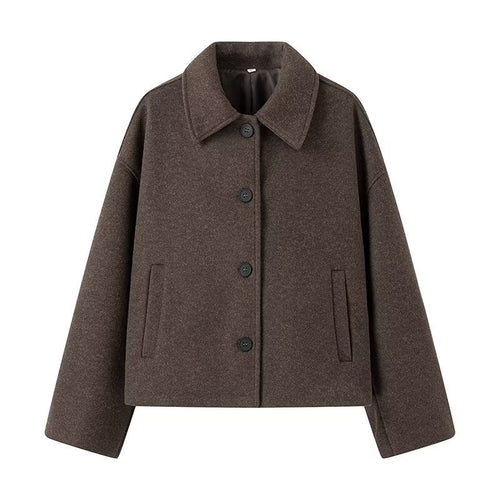 Damen modische Façon-Jacke mit Umlegekragen Drune