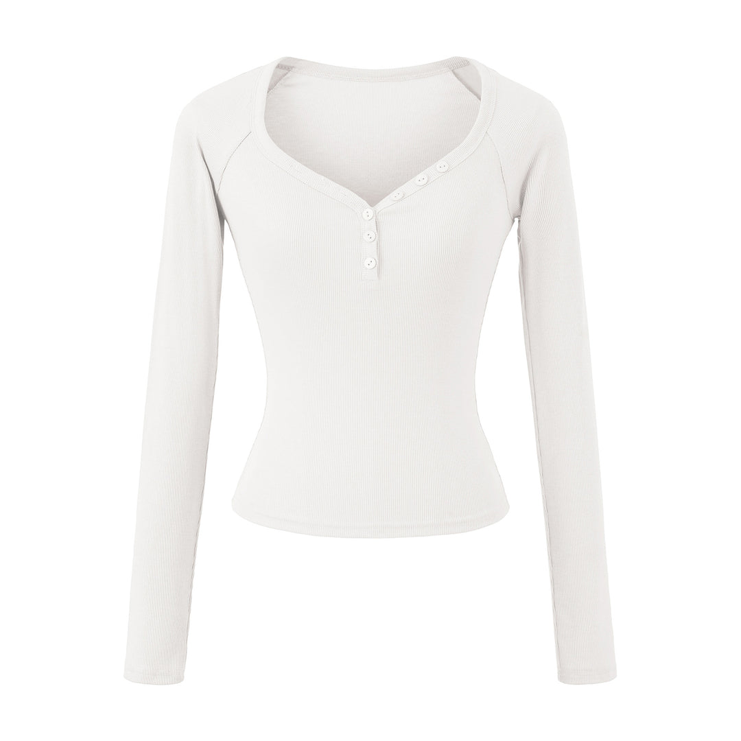 Damen Langarmshirt mit elegantem Knopfverschluss Drune