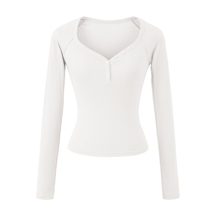Damen Langarmshirt mit elegantem Knopfverschluss Drune
