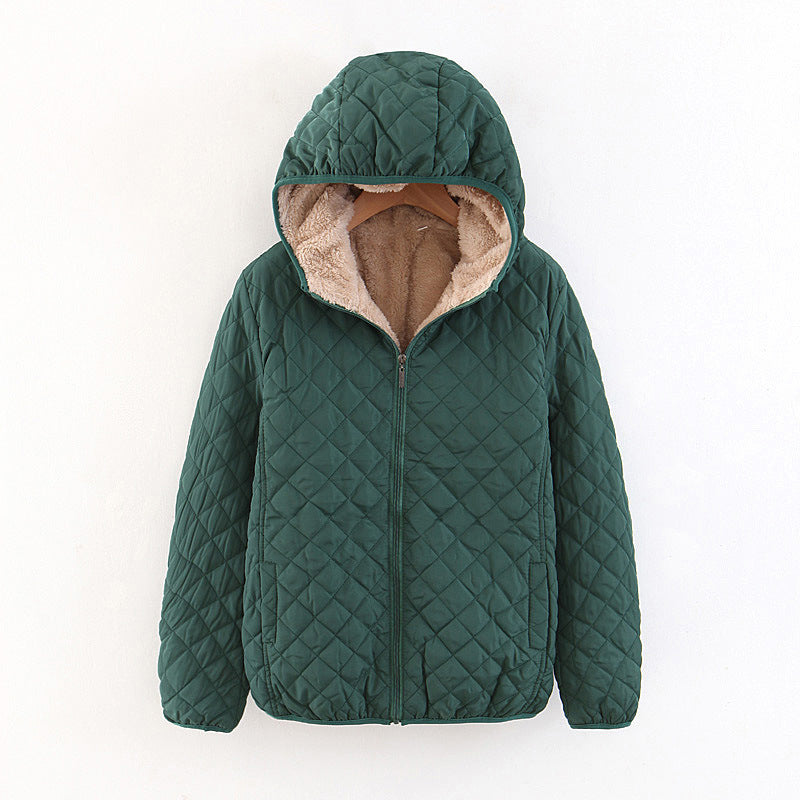 Damen gesteppte Winterjacke mit kuscheligem Innenfutter und Kapuze Drune