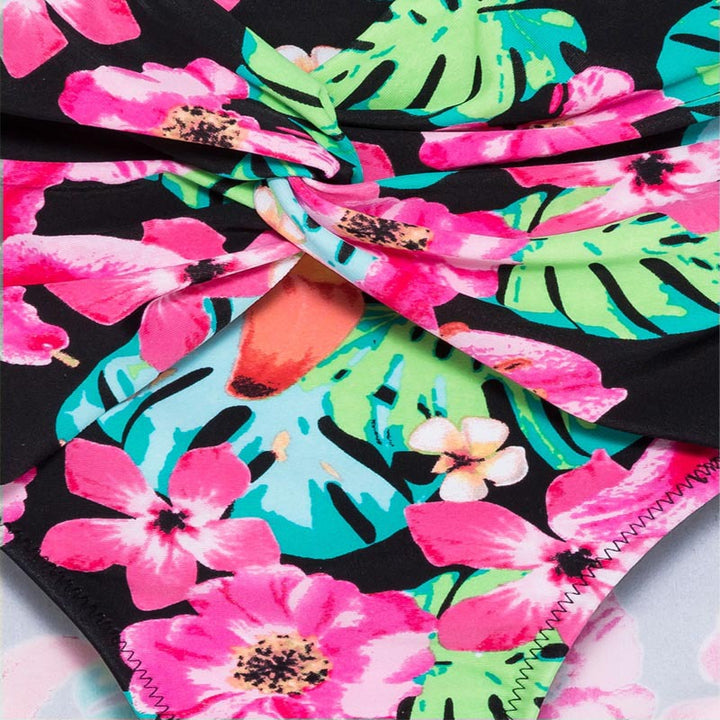 Damen Bunt floral gemusterter Bikini mit Balconette-Oberteil und hoher Taille Drune