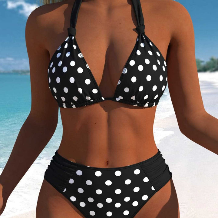 Damen Bikini-Set mit modernen Polka-Dots und hoch taillierter Bikini-Hose Drune