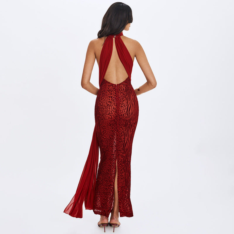 Damen Maxikleid mit aufregendem Wickeldesign und elegantem Halterkragen Drune