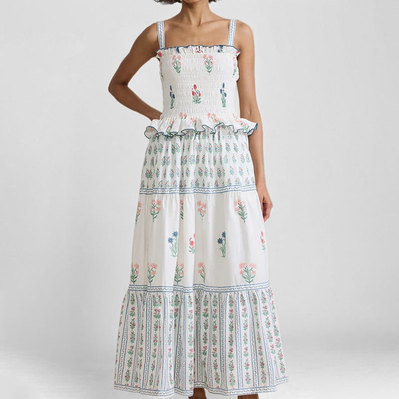Damen maxikleid mit raffiniertem Blütenmuster Drune