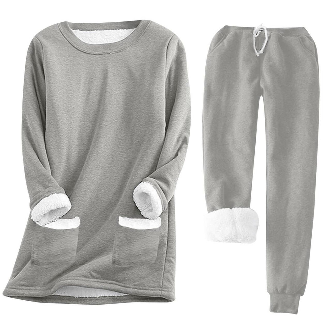 Damen Kuschelige Loungeanzug mit Fleece-Innenfutter und praktischen Taschen Drune