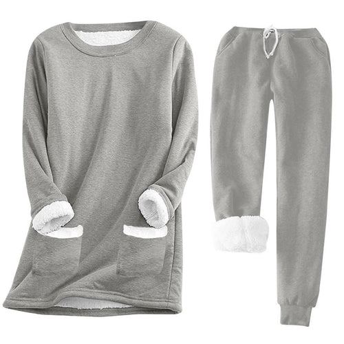 Damen Kuschelige Loungeanzug mit Fleece-Innenfutter und praktischen Taschen Drune