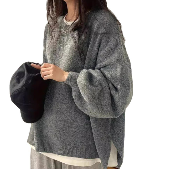 Damen Oversized Strickpullover mit eleganten Puffärmeln und modernem Design Drune