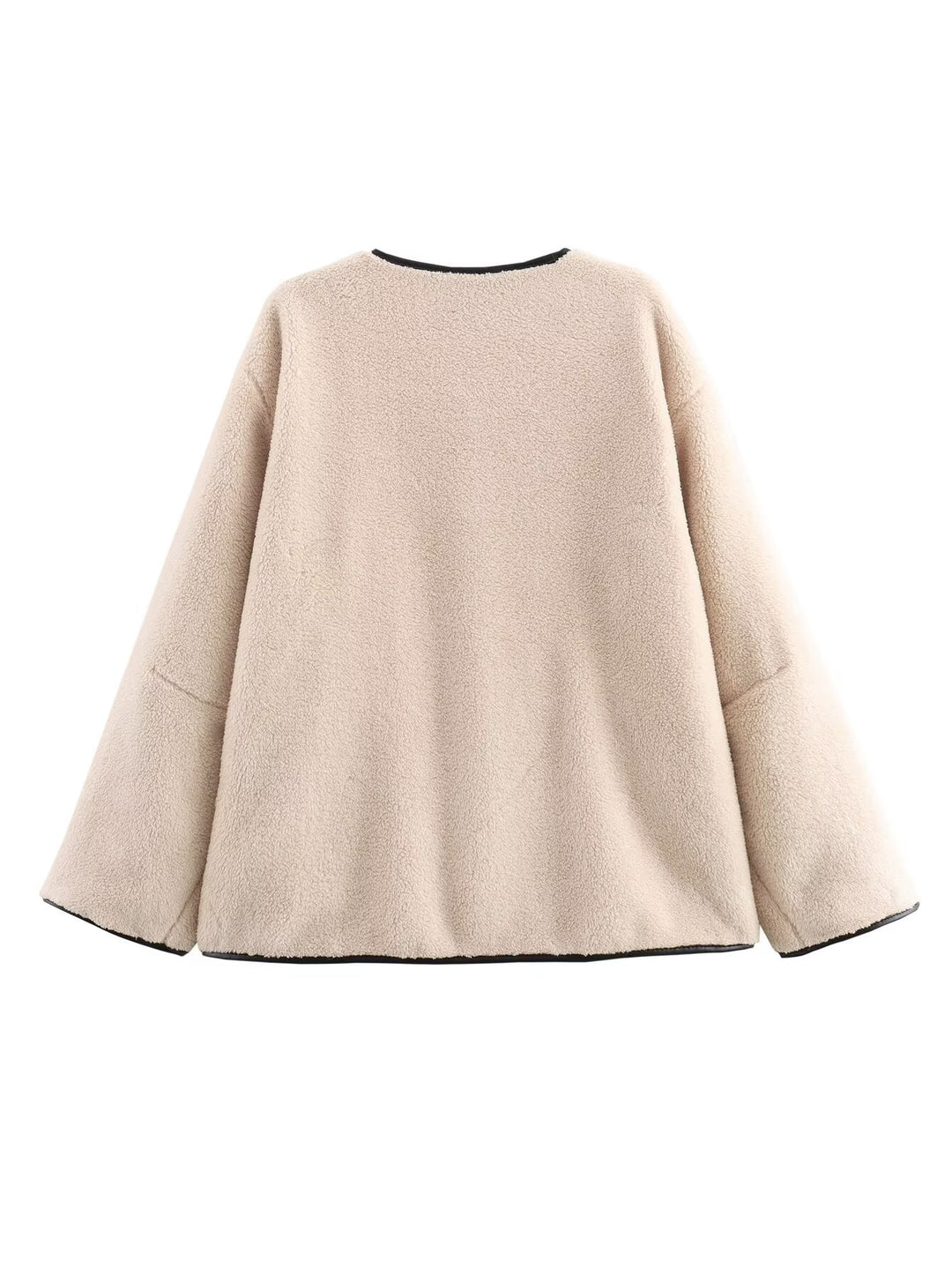 Damen Kuschelige Fluff-Jacke mit Knopfverschluss und praktischen Taschen Drune