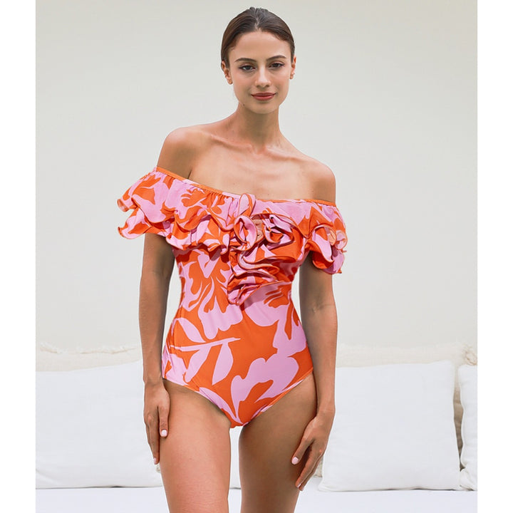 Damen Einteiliger Badeanzug mit eleganten Rüschendetails Drune