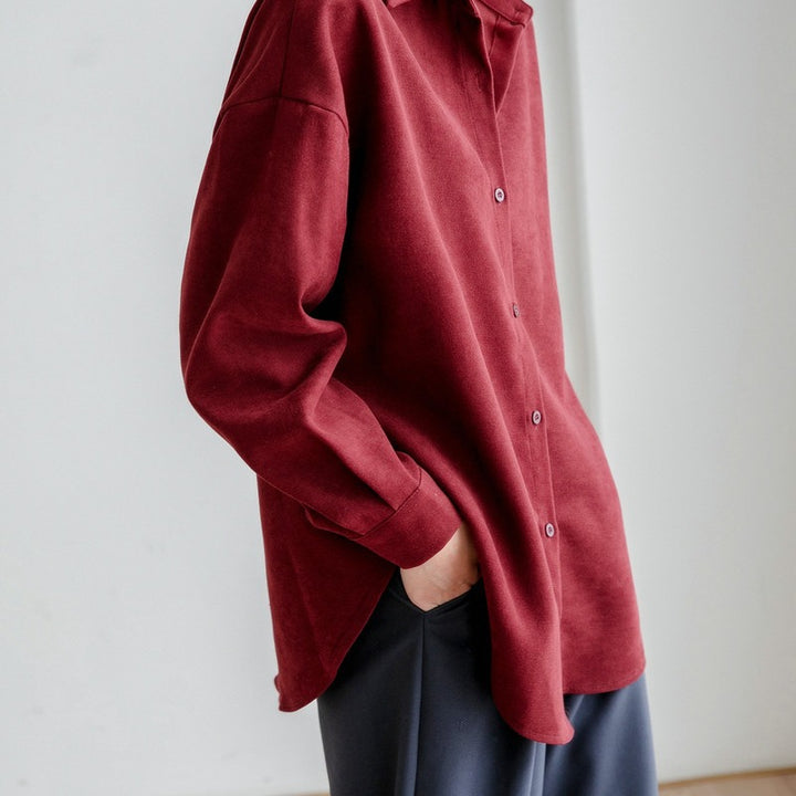 Damen Oversized Bluse mit elegantem Kragen und lässigem Schnitt Drune