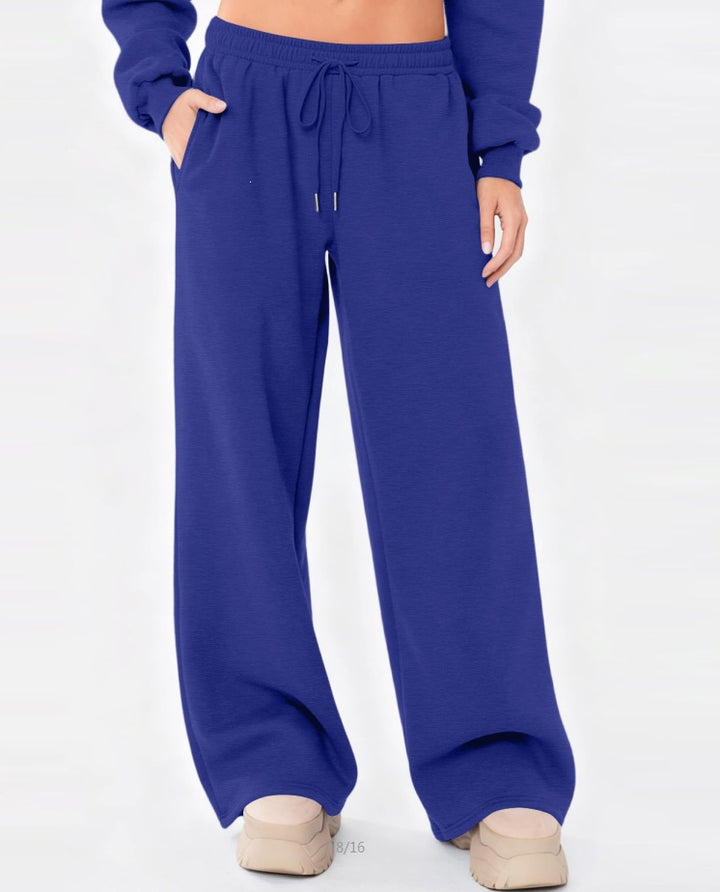 Damen nan weite Loungehose mit hohem Komfortbund, elastischem Tunnelzug und seitlichen Eingrifftaschen Drune