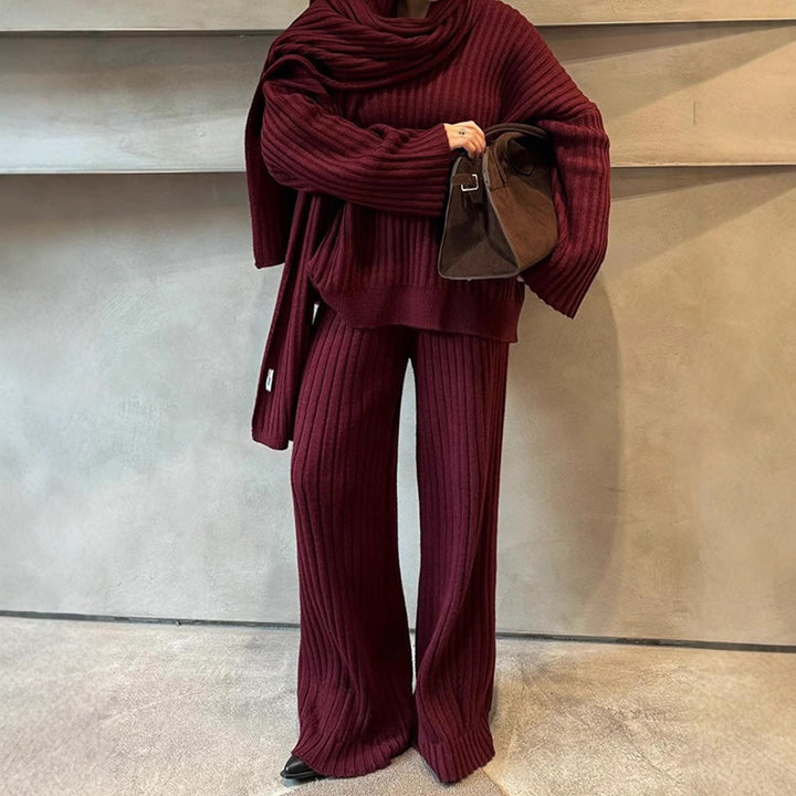 Damen Strickanzug mit weitem Schnitt und eleganten Rippdetails Drune